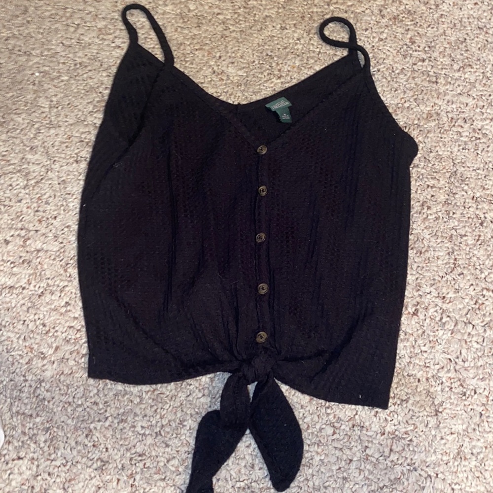 Black Toe Button Up Crop Tank